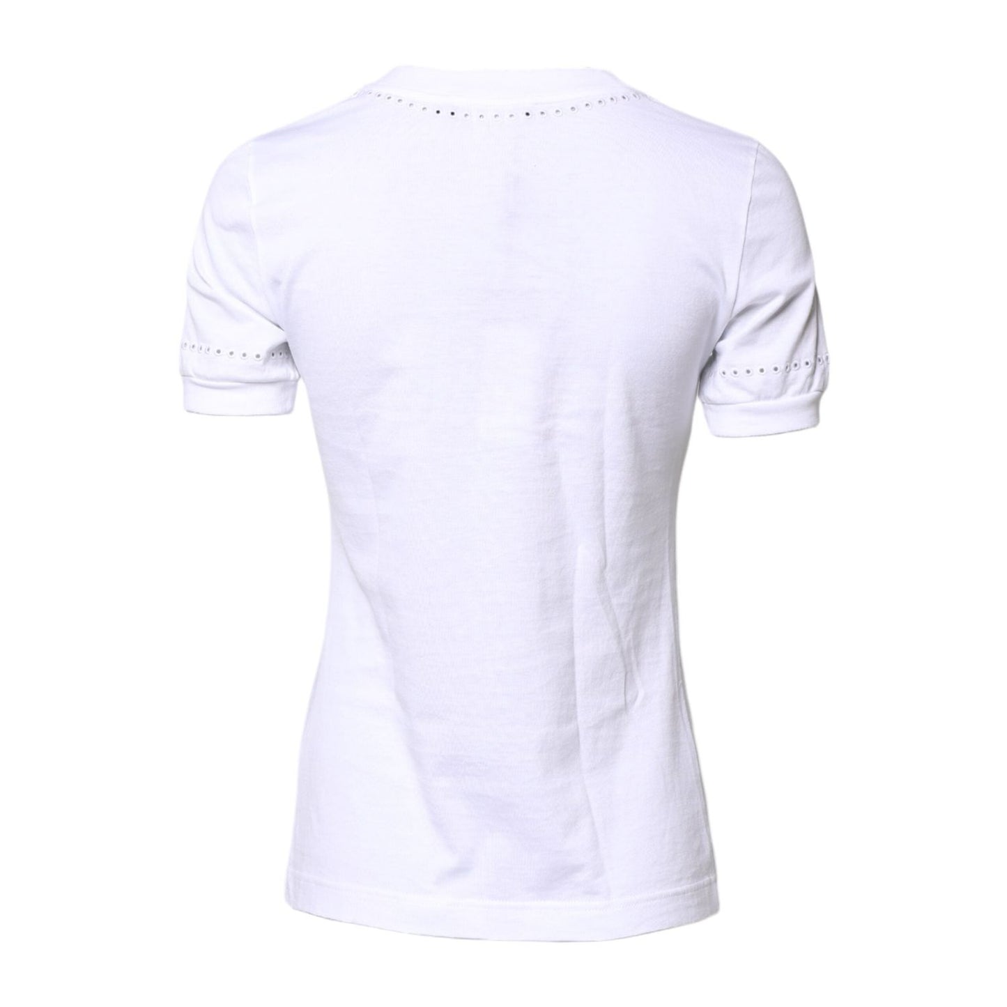 Dolce & Gabbana White Cotton Floral Logo Crew Neck T-shirt THS90384-36