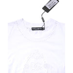Dolce & Gabbana White Cotton Floral Logo Crew Neck T-shirt THS90384-36