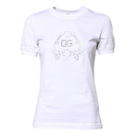 Dolce & Gabbana White Cotton Floral Logo Crew Neck T-shirt THS90384-36