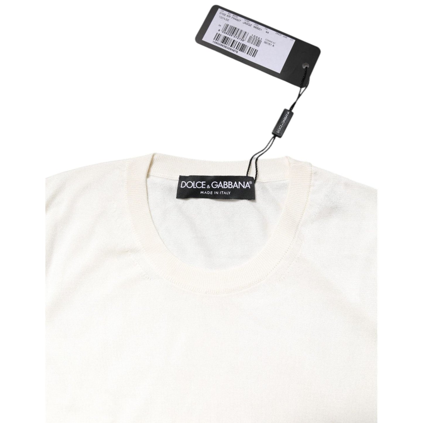Dolce & Gabbana White Silk Round Neck Sleeveless Tank Top THS90385-36