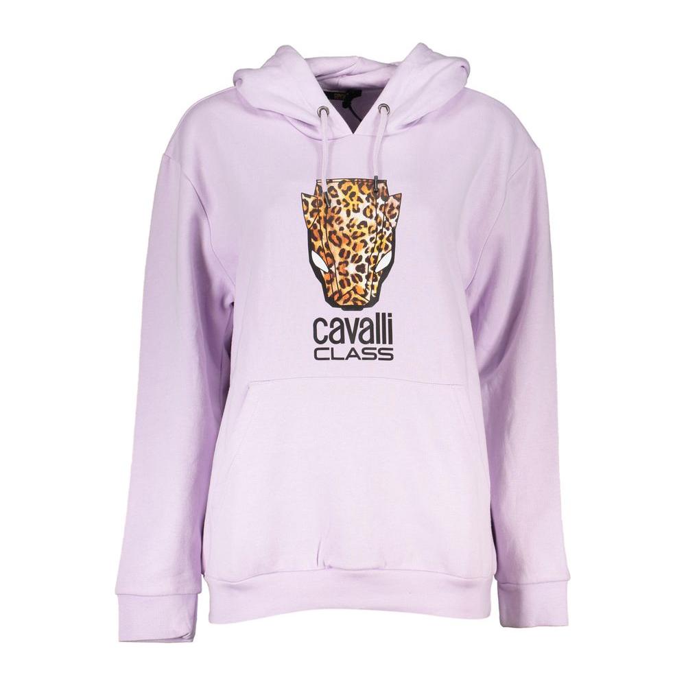 Cavalli Class Purple Cotton Sweater Cavalli Class Light Gray
