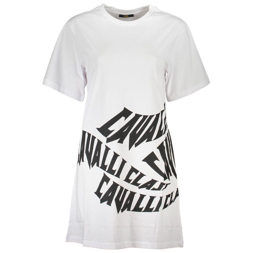 Cavalli Class White Cotton Women Dress Cavalli Class Lavender