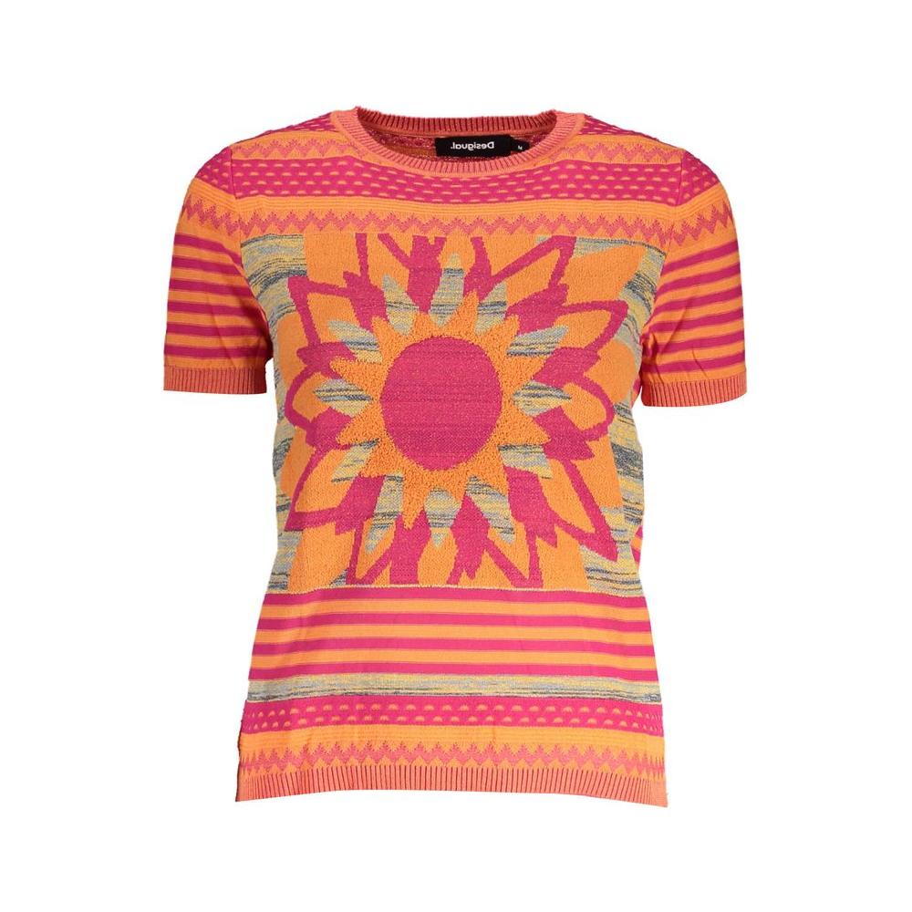 Desigual Orange Cotton Women Sweater Desigual Salmon