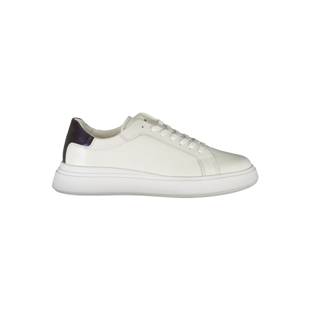Calvin Klein Sleek White Contrast Lace-Up Sneakers Calvin Klein Light Gray