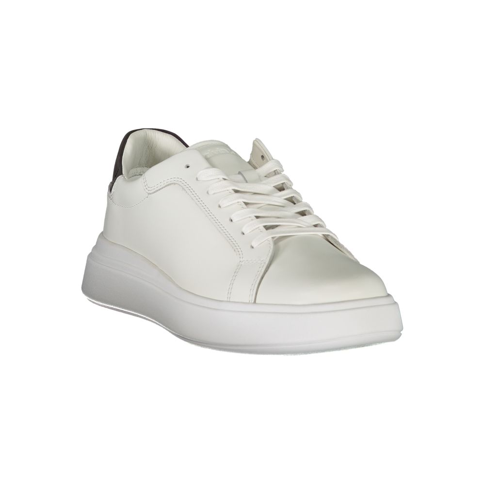 Calvin Klein Sleek White Contrast Lace-Up Sneakers Calvin Klein Light Gray