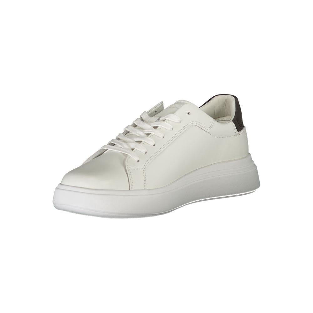 Calvin Klein Sleek White Contrast Lace-Up Sneakers Calvin Klein Gray