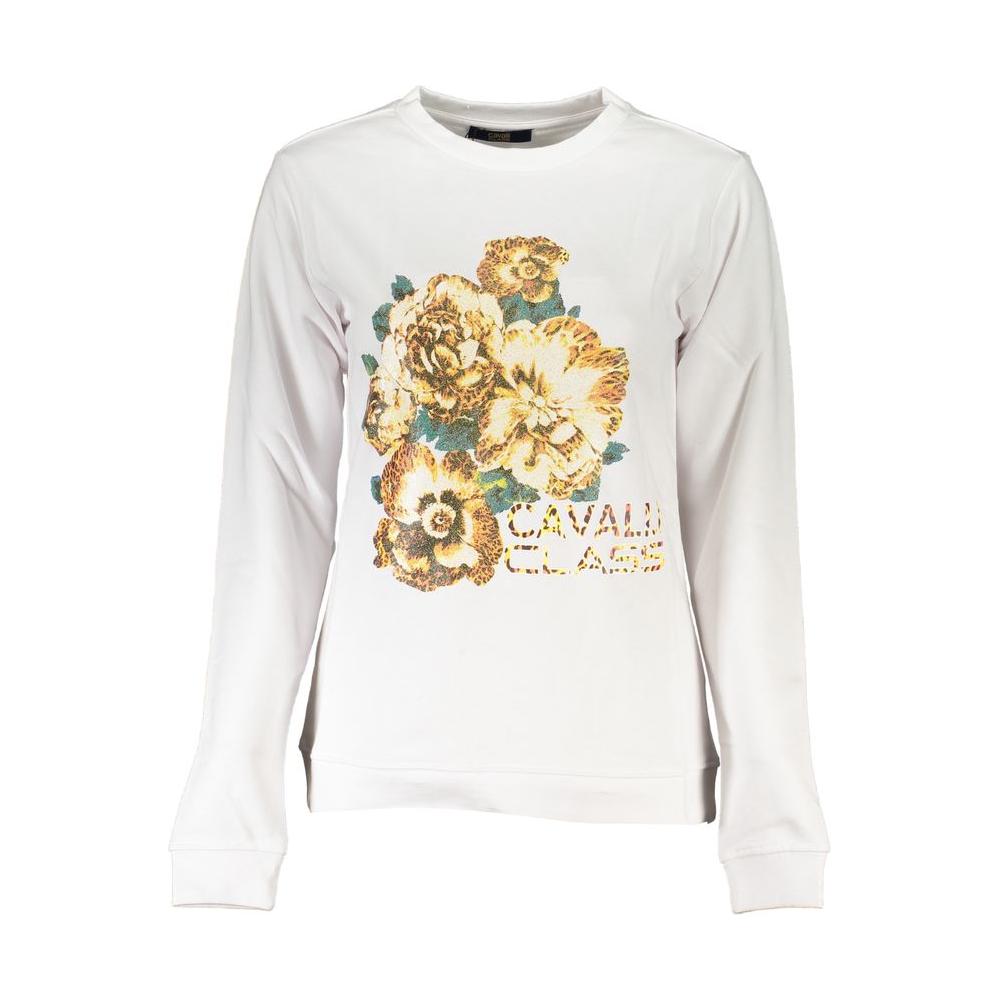 Cavalli Class White Cotton Sweater Cavalli Class Beige