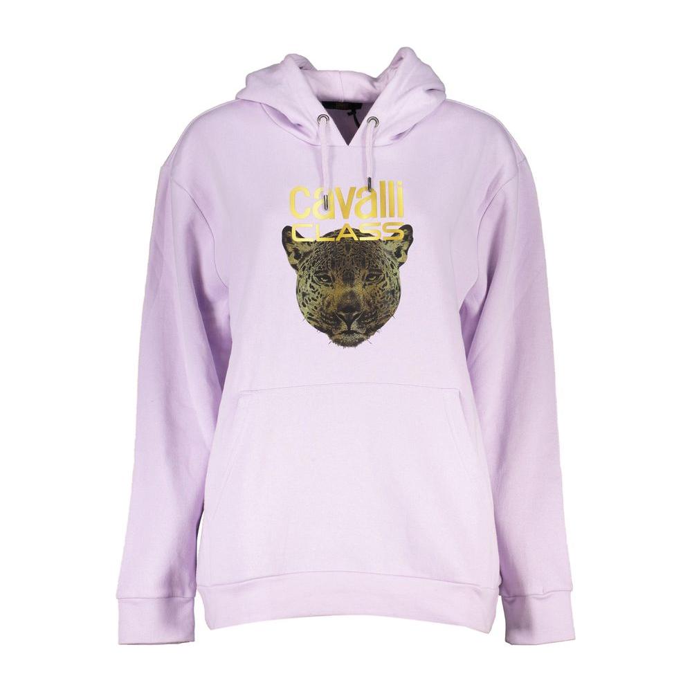 Cavalli Class Purple Cotton Sweater Cavalli Class Light Gray
