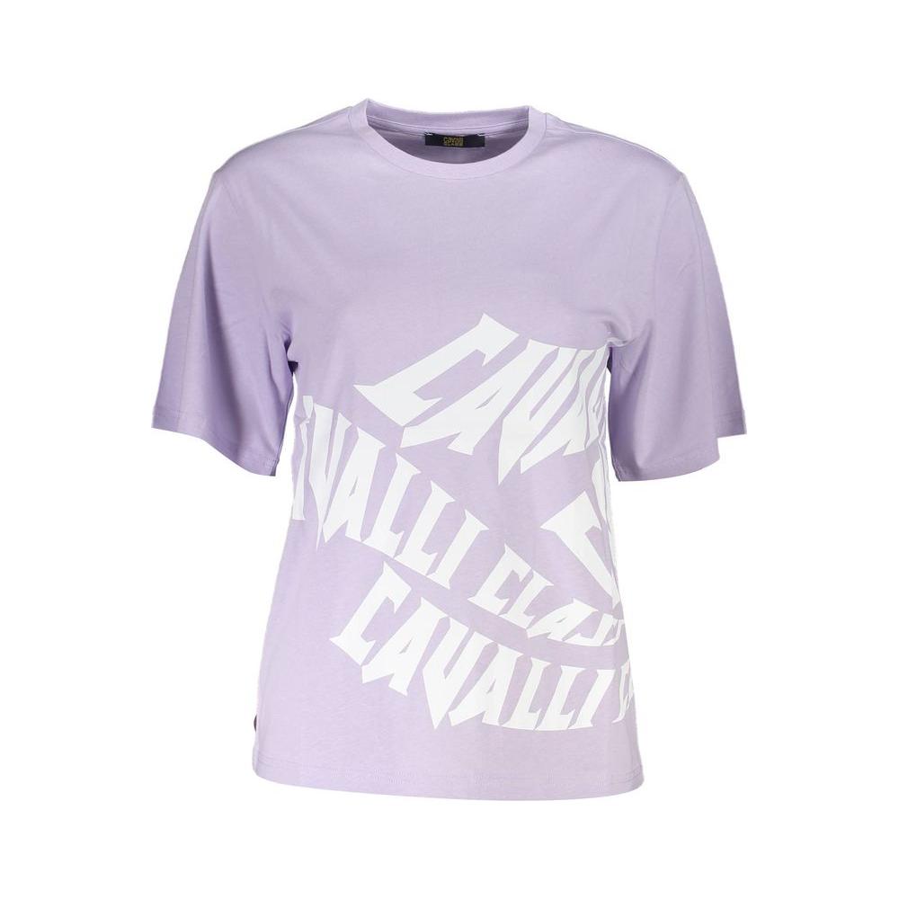 Cavalli Class Purple Cotton Women T-Shirt Cavalli Class Light Gray
