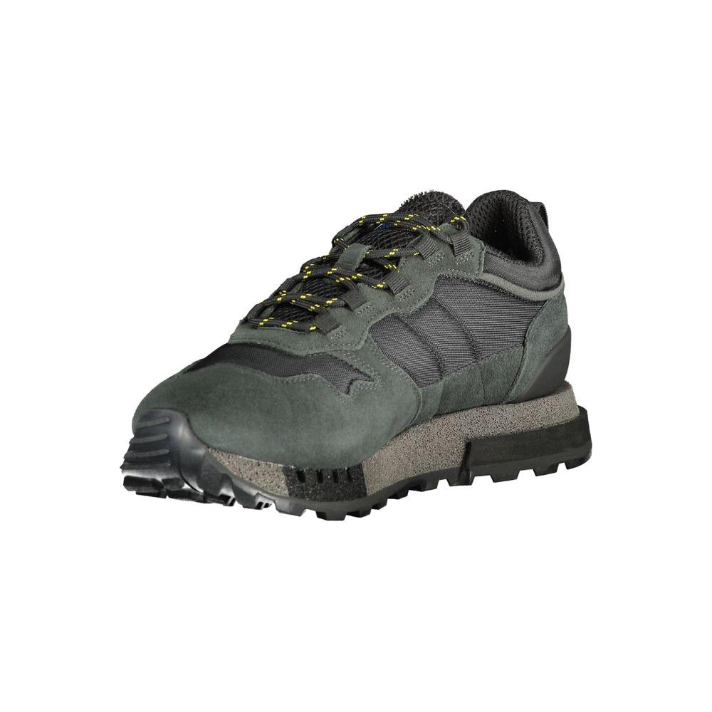 Alt Tag: Blauer black polyethylene men's sneaker with bold black design, removable footbed, and unique details for modern style