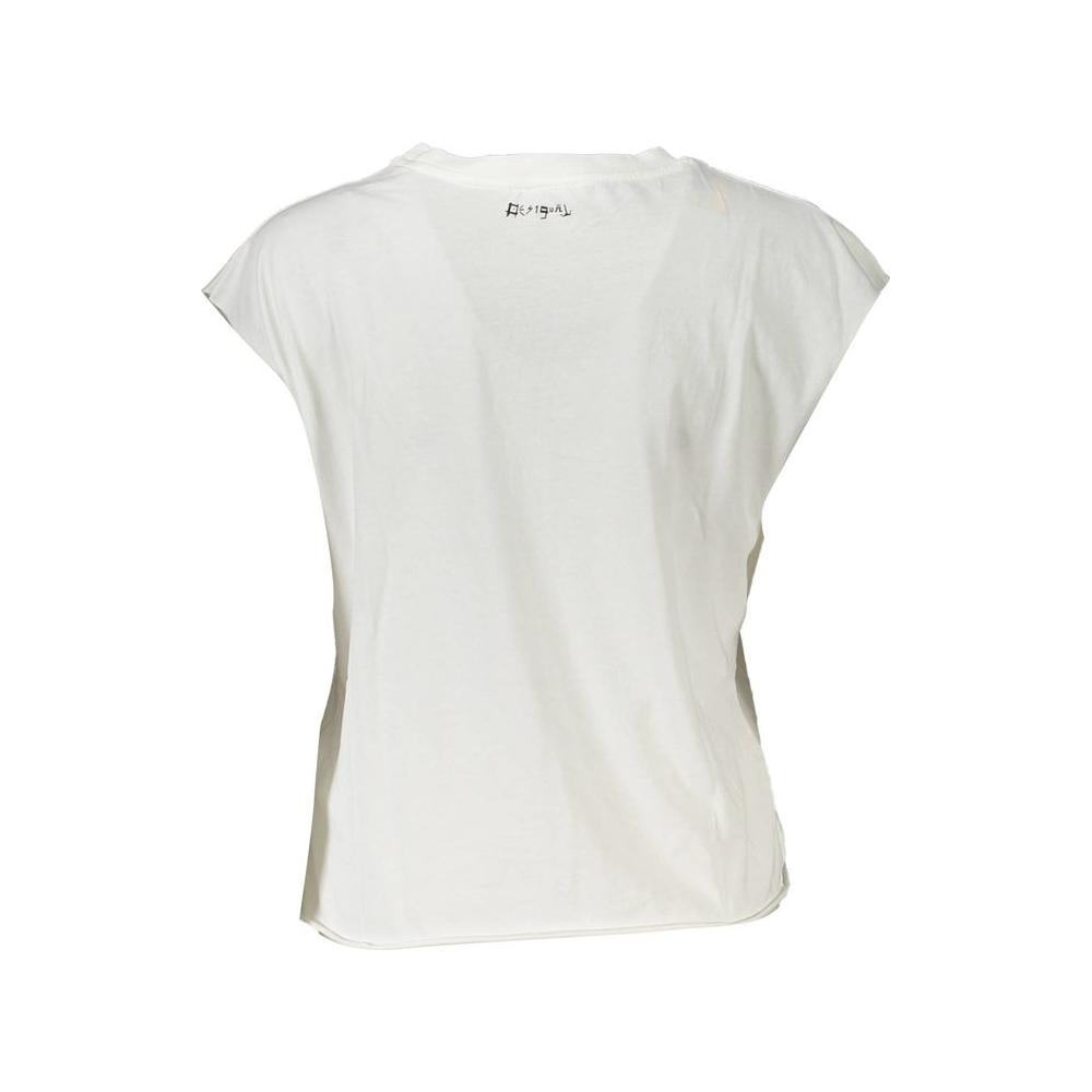 Desigual White Cotton Women T-Shirt Desigual Light Gray