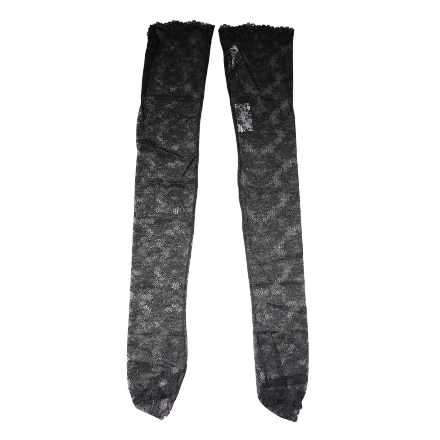 Dolce & Gabbana Black Floral Lace Cotton Stretch Stockings Socks SCS2269-M