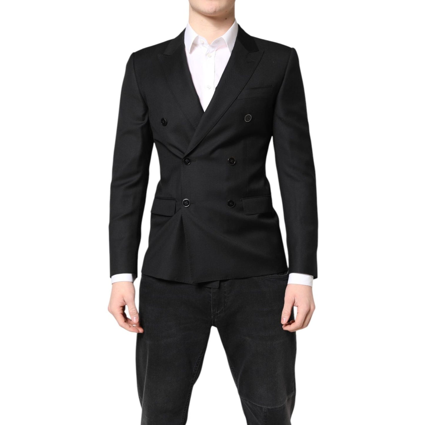 Dolce & Gabbana Black MARTINI Double Breasted Coat Blazer KOS2234-44