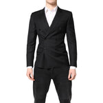 Dolce & Gabbana Black MARTINI Double Breasted Coat Blazer KOS2234-44