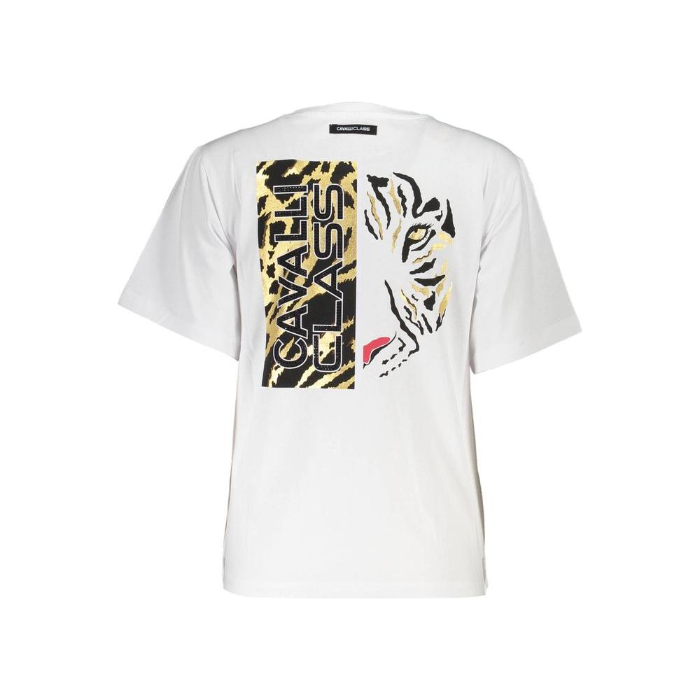 Cavalli Class White Cotton Women T-Shirt Cavalli Class Beige