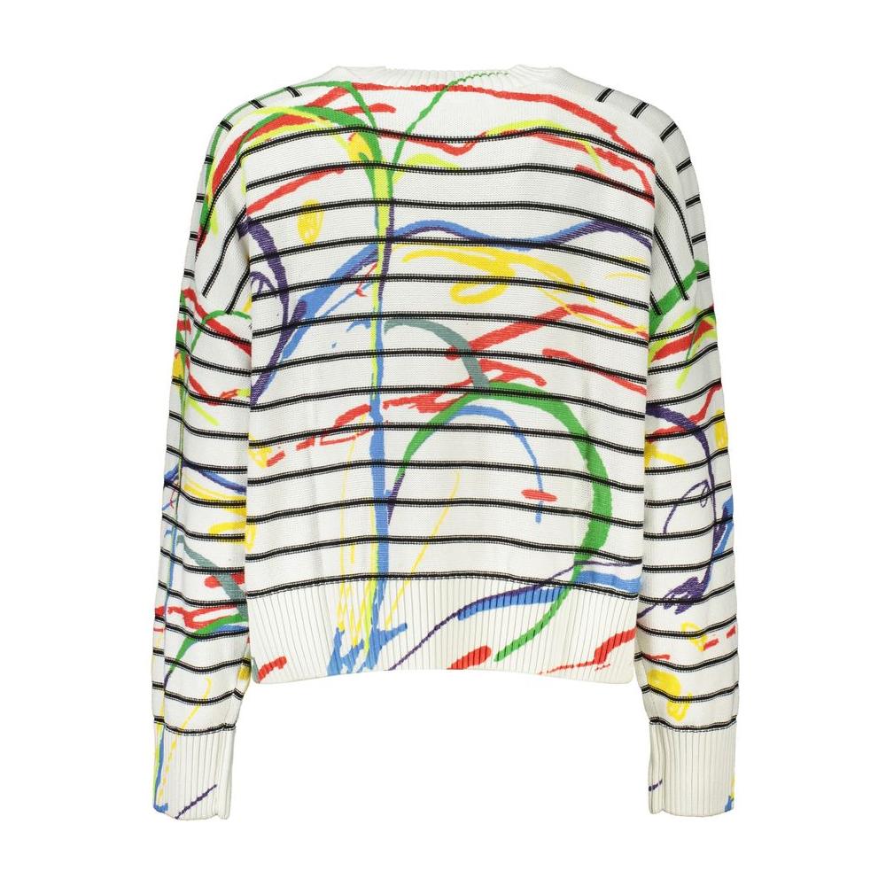 Desigual Chic Contrast Detail Crew Neck Sweater Desigual Light Gray