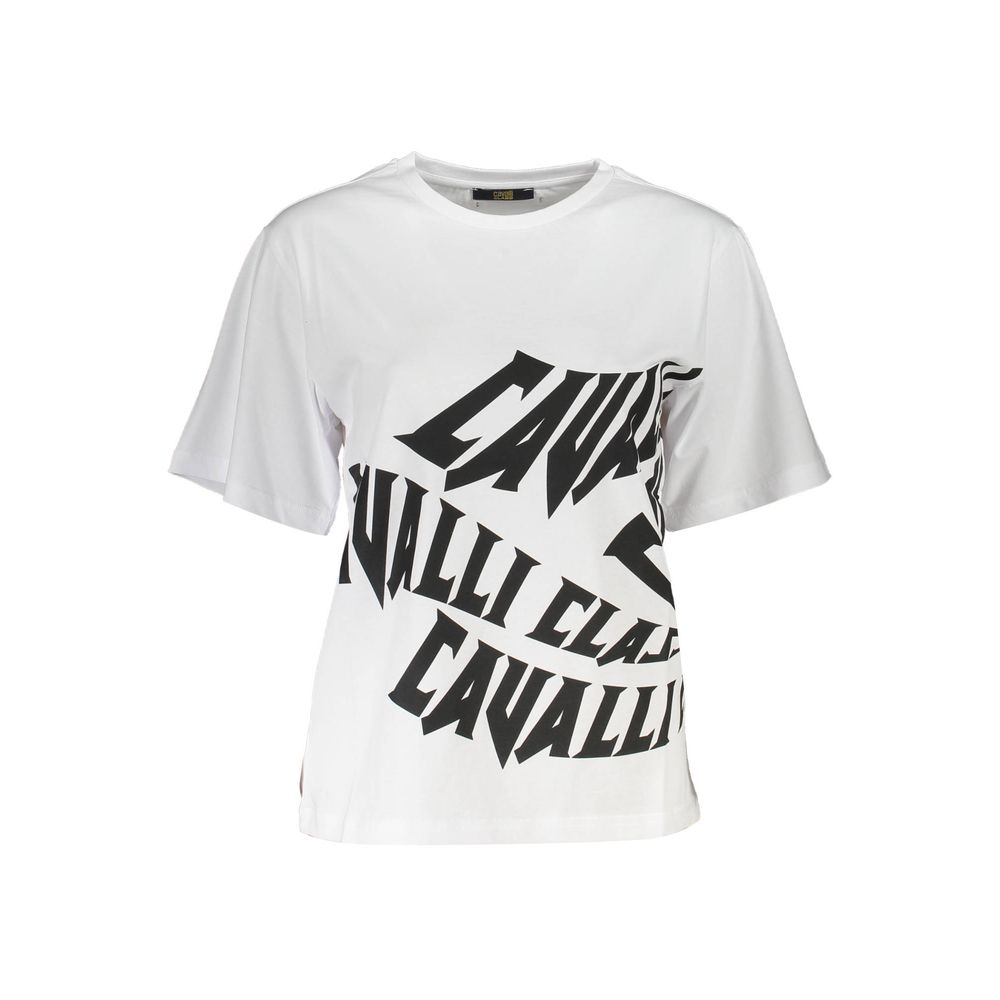 Cavalli Class White Cotton Women T-Shirt Cavalli Class Light Gray