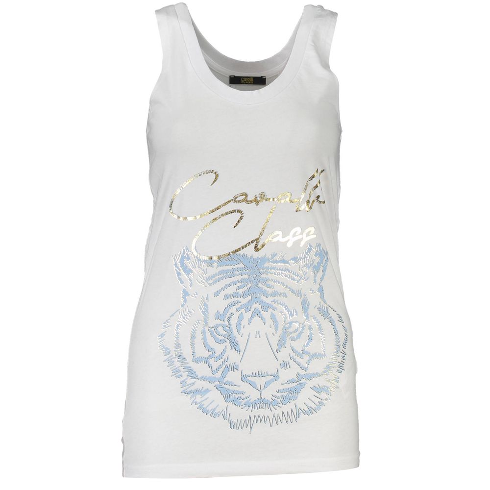 Cavalli Class White Cotton Women Top Cavalli Class Light Gray