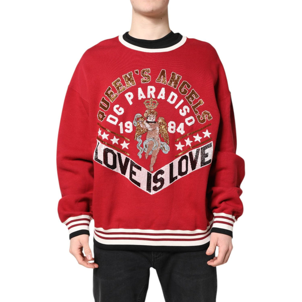 Dolce & Gabbana Red Sequin Knit Pullover Sweatshirt Sweater TSH90305-50