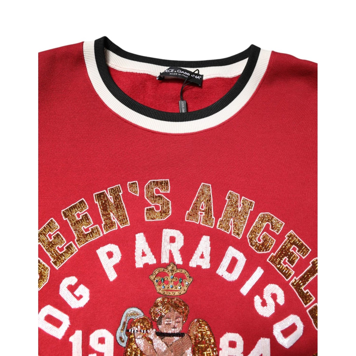 Dolce & Gabbana Red Sequin Knit Pullover Sweatshirt Sweater TSH90305-50