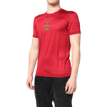 Dolce & Gabbana Red Silk DG Crown Logo Short Sleeve T-shirt TSH90325-44