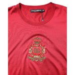 Dolce & Gabbana Red Silk DG Crown Logo Short Sleeve T-shirt TSH90325-44