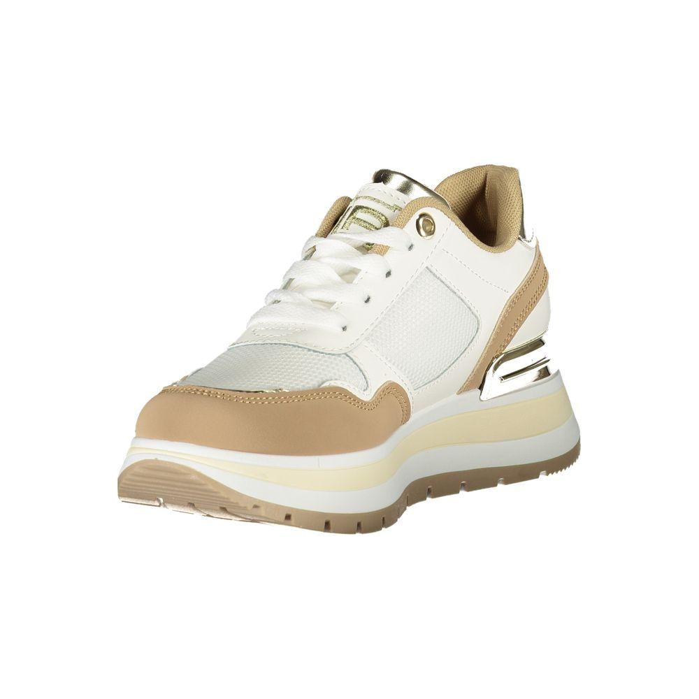 Laura Biagiotti beige polyester sneaker for women with nubuck exterior and side zip for style and comfort, ideal for trendsetters.