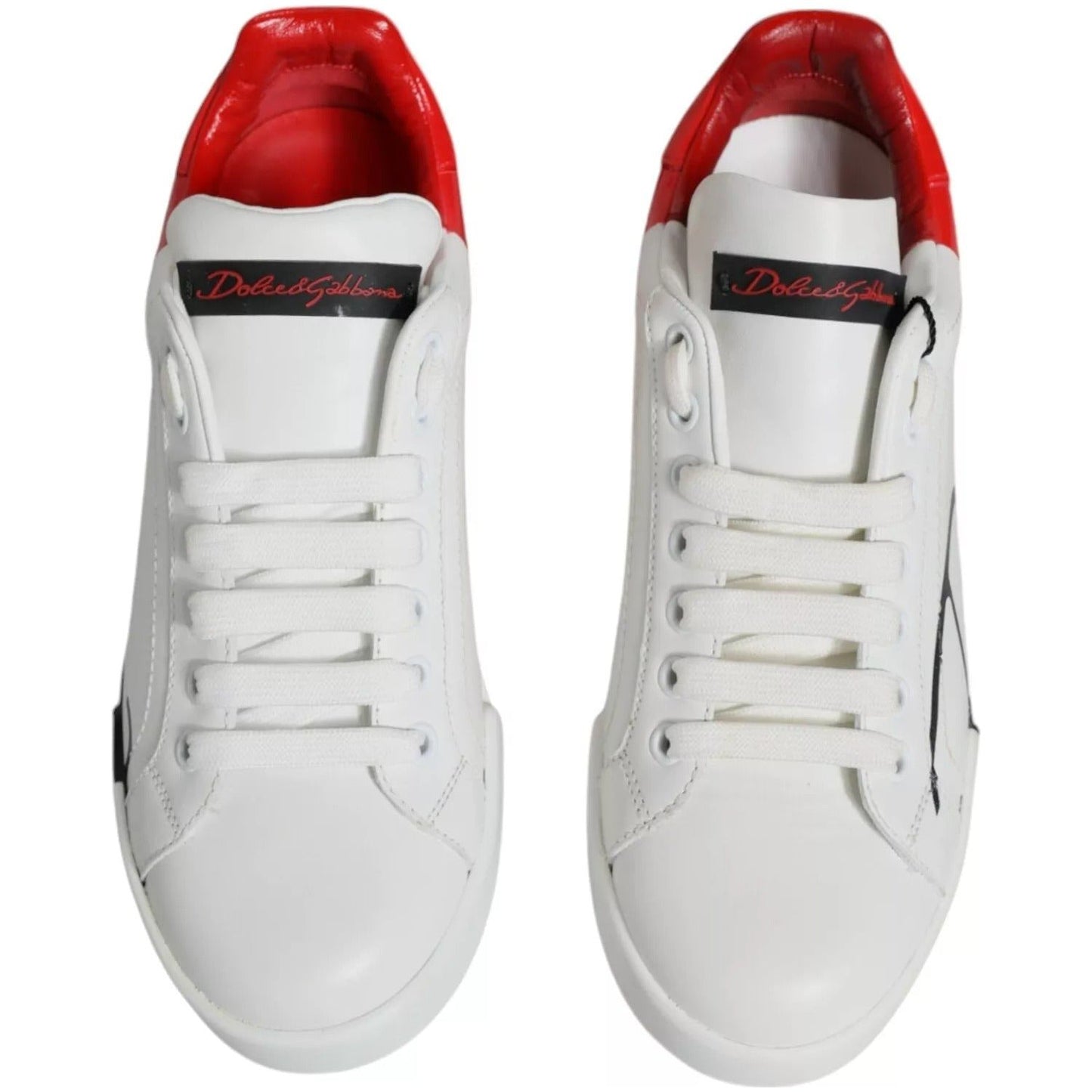 Dolce & Gabbana White Red Portofino Low Top Sneakers Shoes