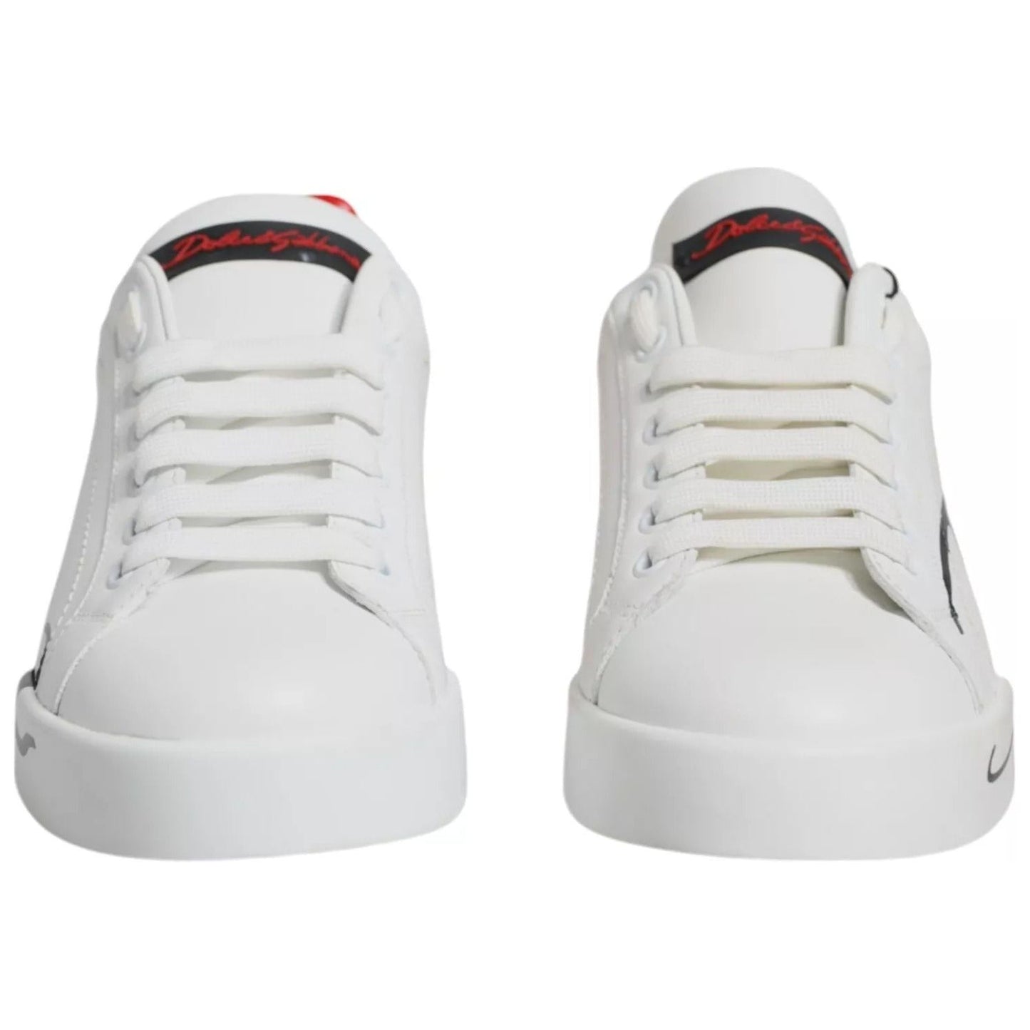 Dolce & Gabbana White Red Portofino Low Top Sneakers Shoes