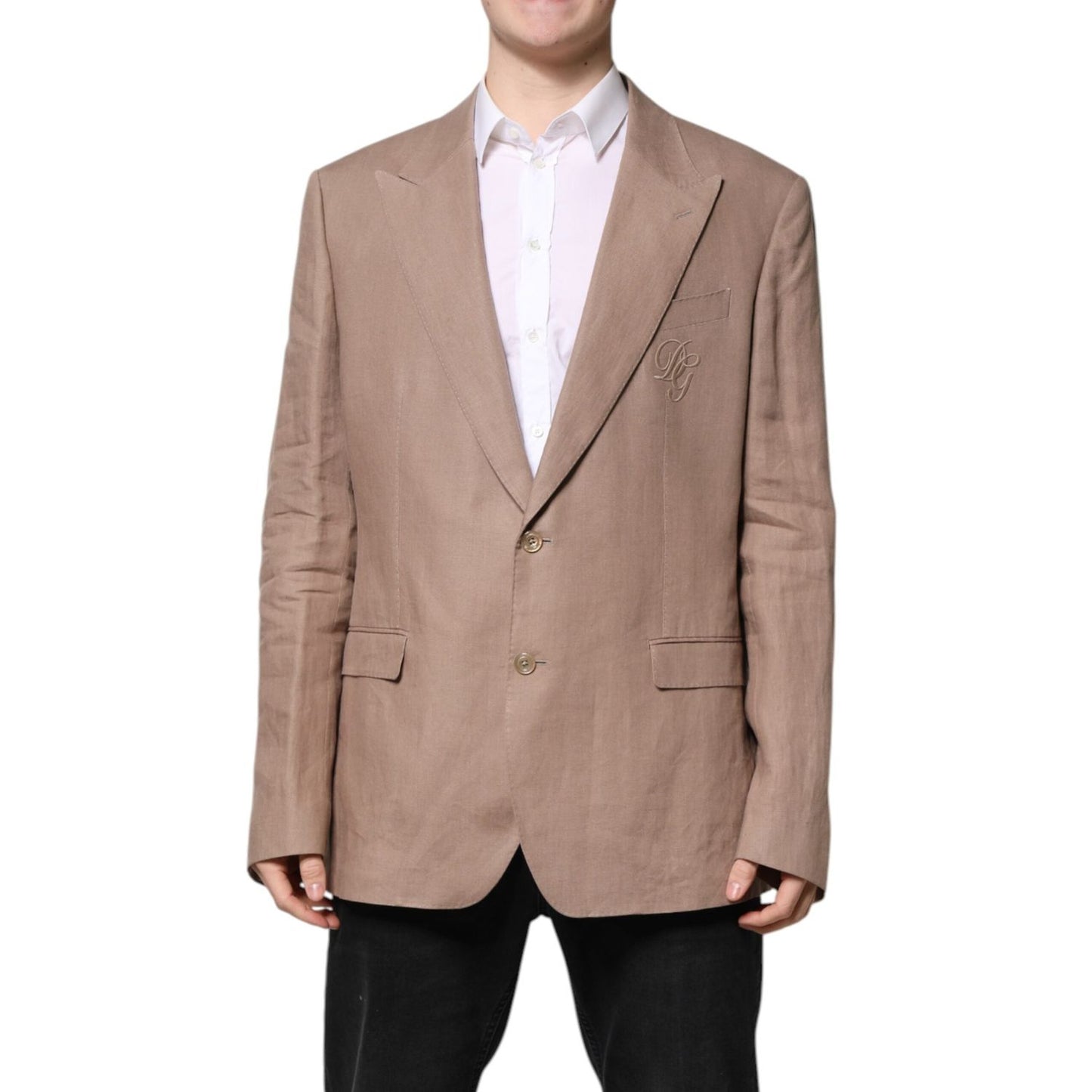 Dolce & Gabbana Beige TAORMINA Single Breasted Coat Blazer KOS2315-58