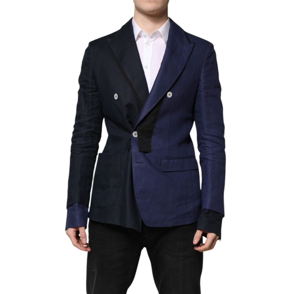 Dolce & Gabbana Navy Blue Double Breasted Suit Coat Blazer KOS2318-50