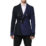 Dolce & Gabbana Navy Blue Double Breasted Suit Coat Blazer KOS2318-50