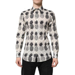 Dolce & Gabbana White Pineapple Print Long Sleeve GOLD Shirt TSH90452-37