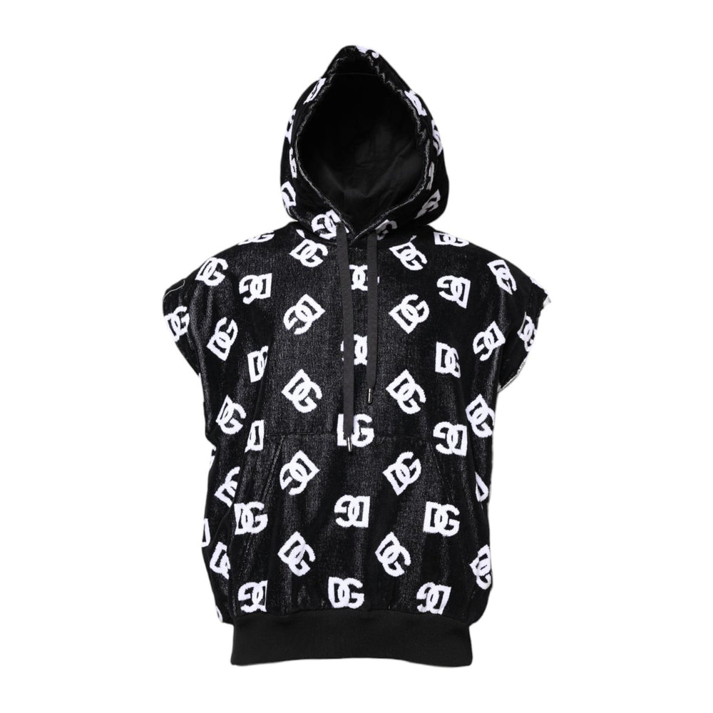 Dolce & Gabbana Black DG Cotton Hooded Sleeveless Sweater THS90350-60
