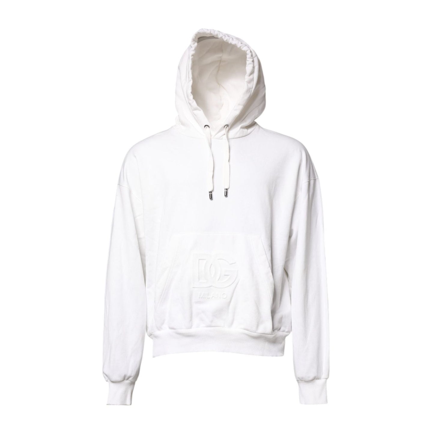 Dolce & Gabbana White Embossed Logo Hooded Sweatshirt Sweater TSH90269-50