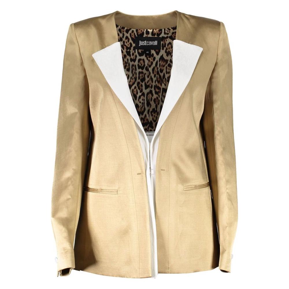 Just Cavalli Just Cavalli Gold Linen Women Jacket JU-3546-44 1728,44,67403481248,Clothing,Gold,Jackets & Coats - Women - Clothing,Just Cavalli,New with tags,Women,Women - Clothing