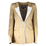Just Cavalli Just Cavalli Gold Linen Women Jacket JU-3546-44 1728,44,67403481248,Clothing,Gold,Jackets & Coats - Women - Clothing,Just Cavalli,New with tags,Women,Women - Clothing