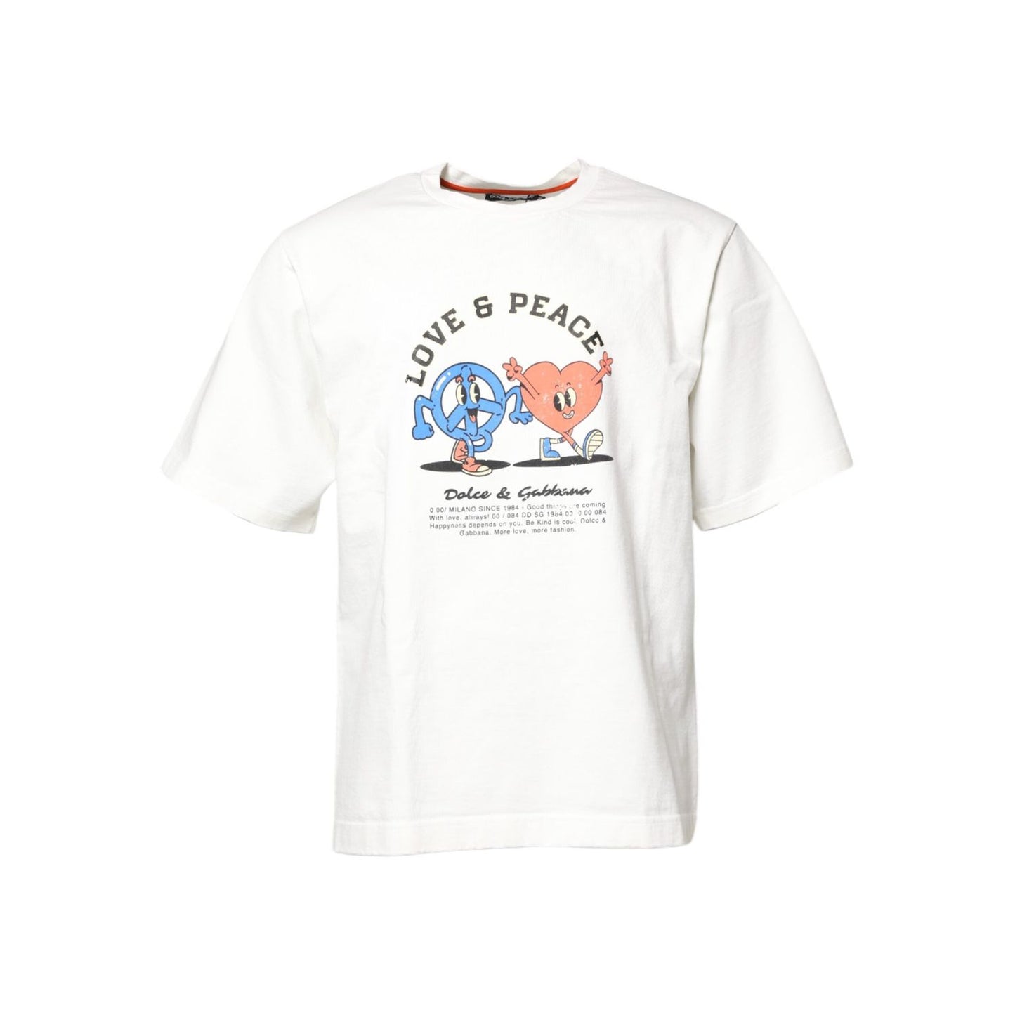 Dolce & Gabbana White LOVE & PEACE Print Crew Neck T-shirt TSH90334-50