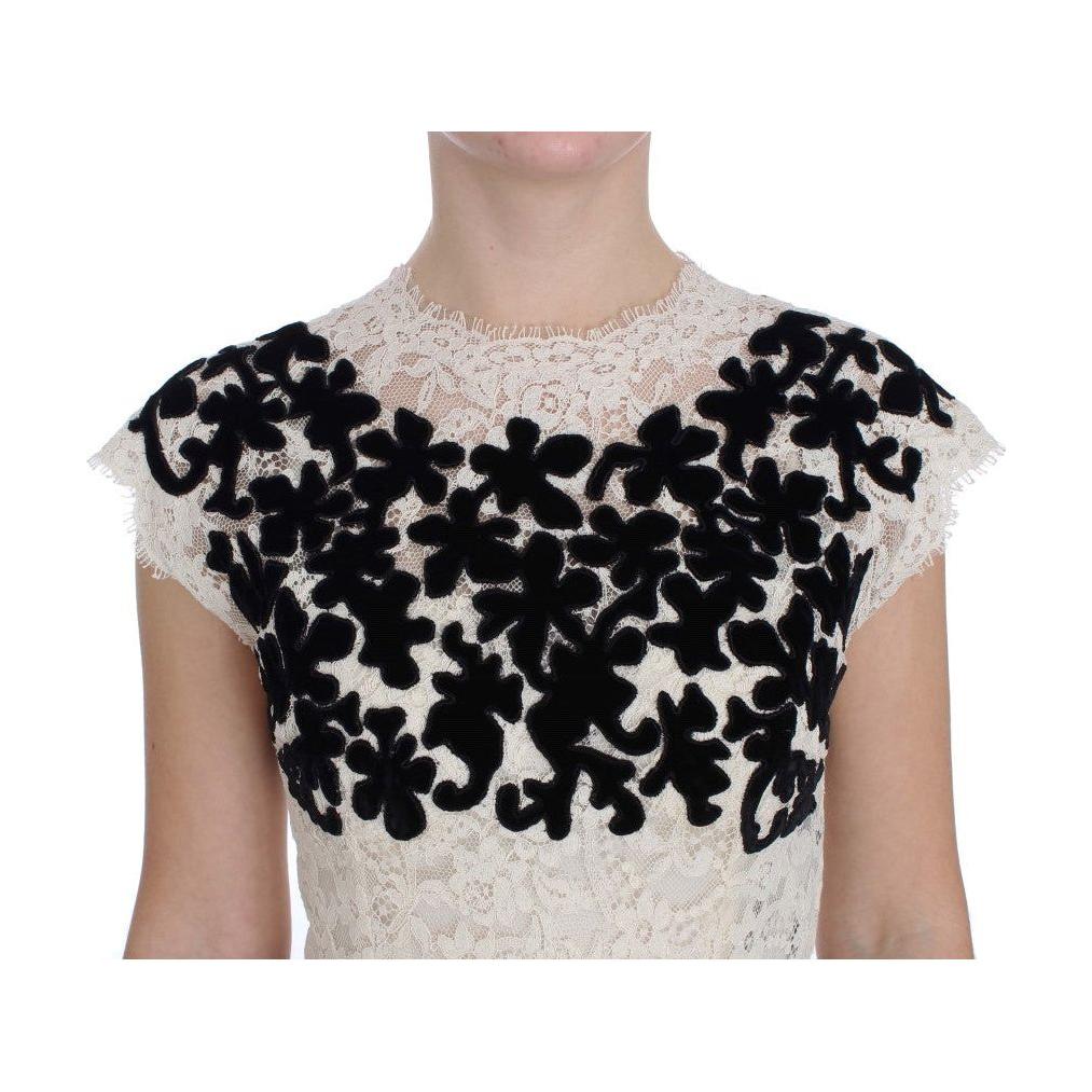 Dolce & Gabbana Elegant Floral Lace Cap Sleeve Maxi Dress Dolce & Gabbana Dark Gray