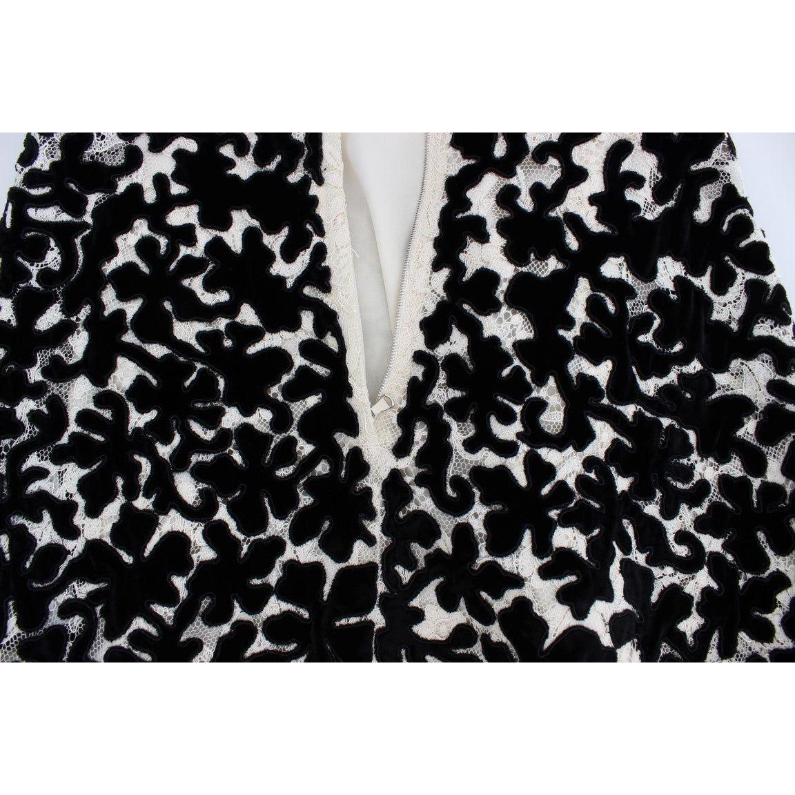 Dolce & Gabbana Elegant Floral Lace Cap Sleeve Maxi Dress Dolce & Gabbana Black