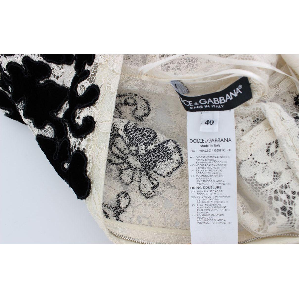 Dolce & Gabbana Elegant Floral Lace Cap Sleeve Maxi Dress Dolce & Gabbana Gray