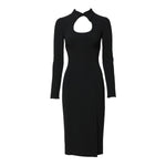 Dolce & Gabbana Black Long Sleeves Bodycon Sheath Midi Dress DR281243-38