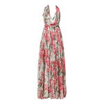 Dolce & Gabbana White Floral Silk Halter A-line Maxi Dress DR281310-38