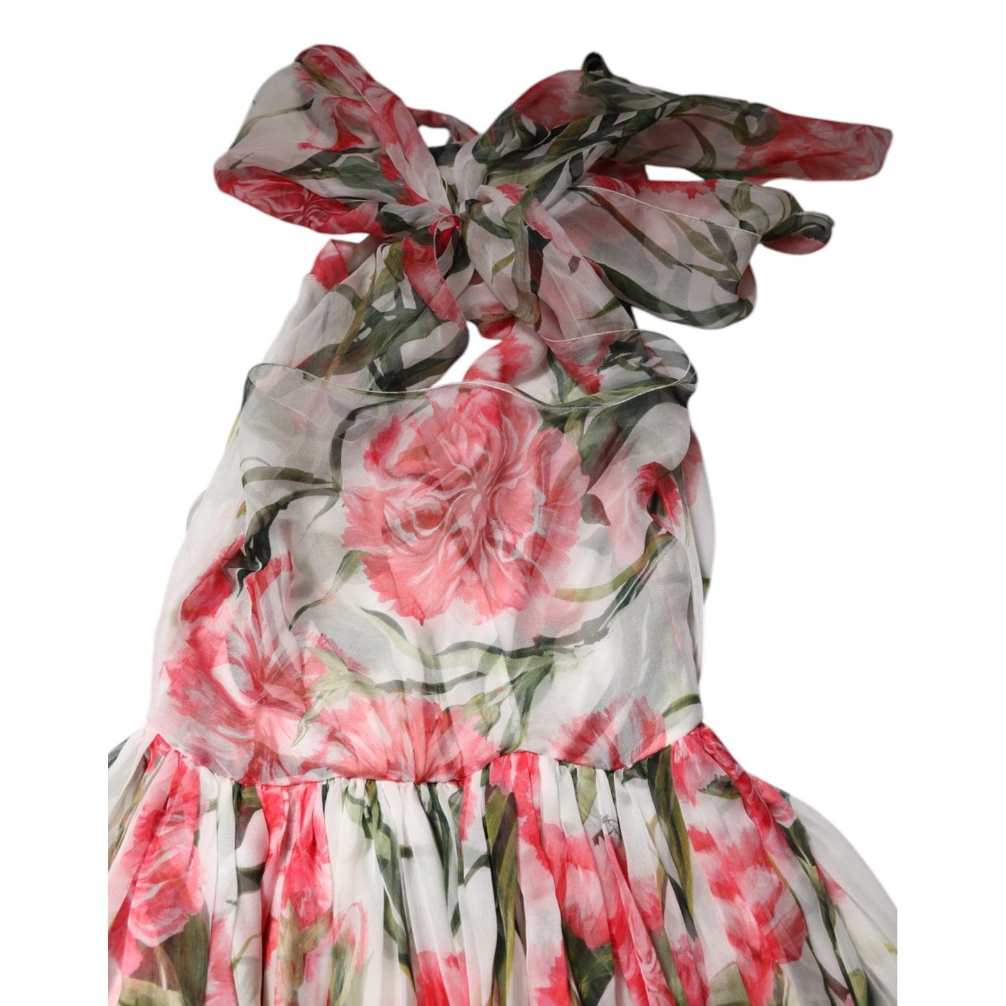 Dolce & Gabbana White Floral Silk Halter A-line Maxi Dress DR281310-38