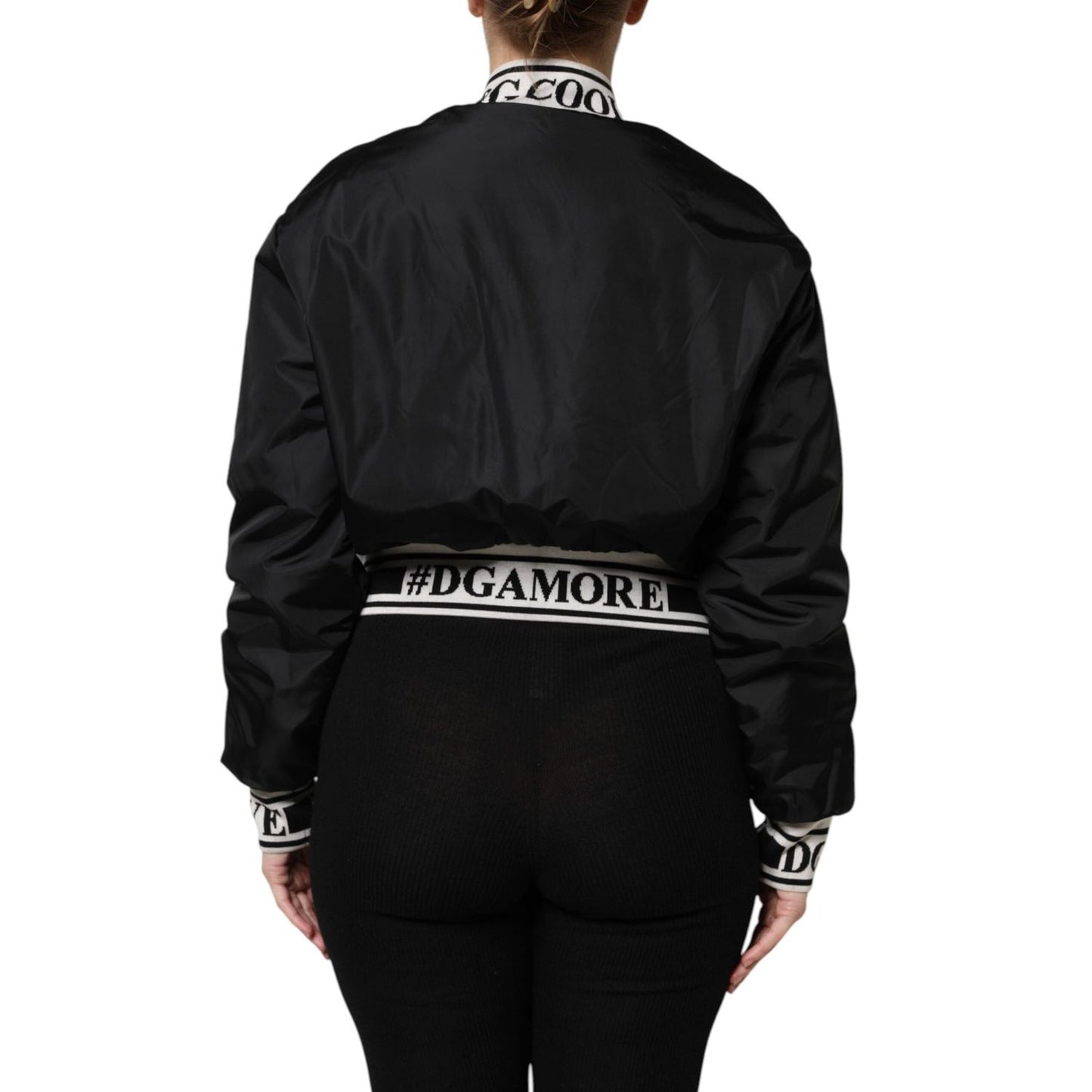 Dolce & Gabbana Black Nylon #DGFamily Full Zip Bomber Jacket JKT41281-38