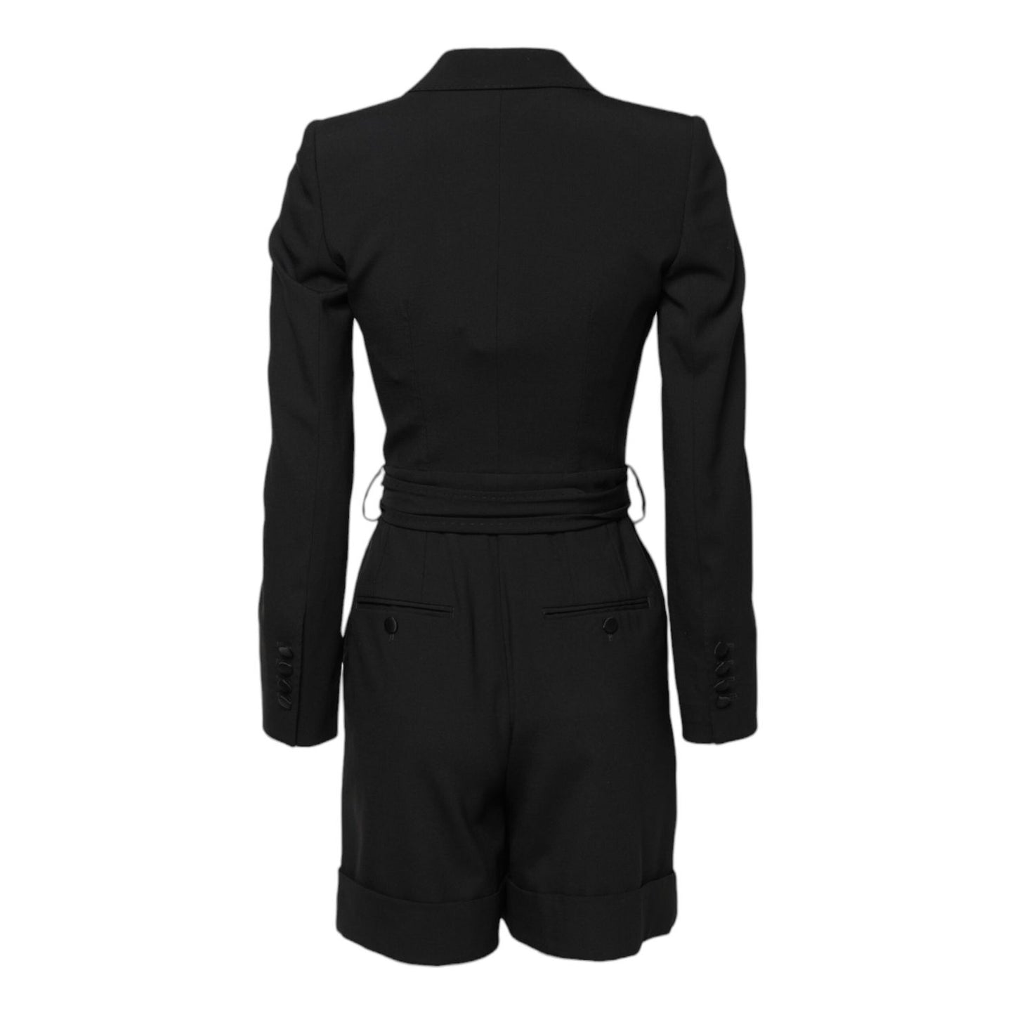 Dolce & Gabbana Black Wool Jumpsuit Dress Women Coat Jacket KOS1936-36