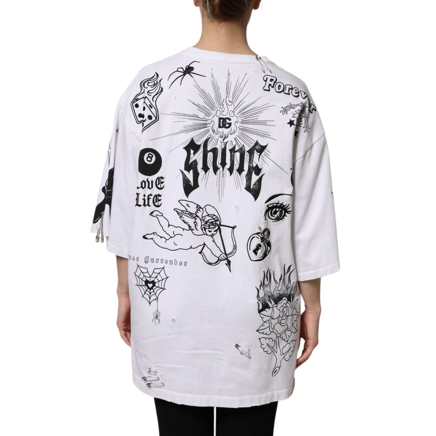 Dolce & Gabbana White Cotton DG BLESSED Printed T-shirt THS90403-44