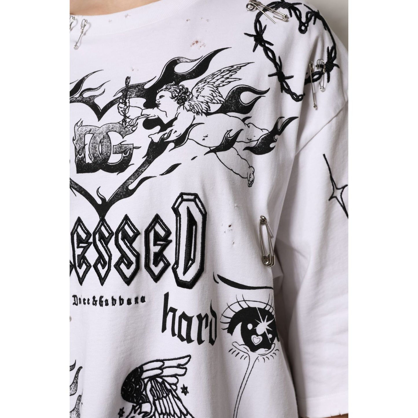 Dolce & Gabbana White Cotton DG BLESSED Printed T-shirt THS90403-44