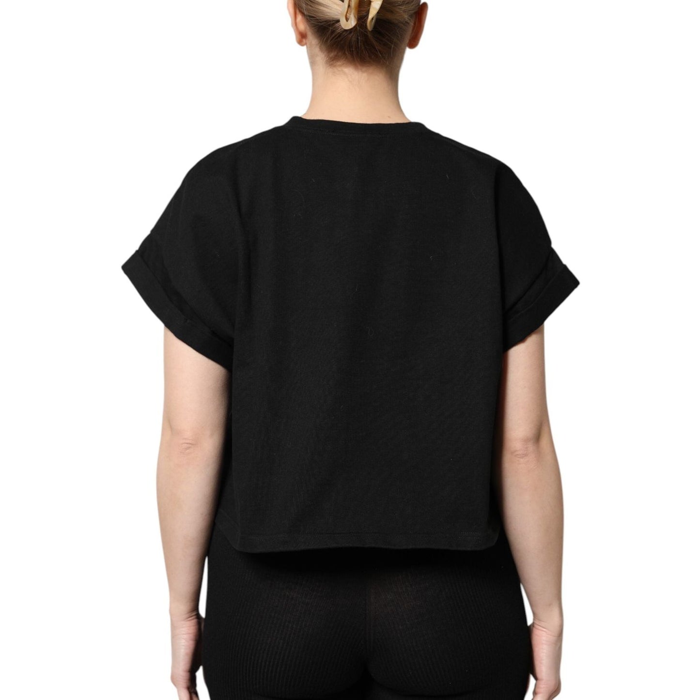 Dolce & Gabbana Black Cotton Printed Short Sleeves T-shirt THS90413-50