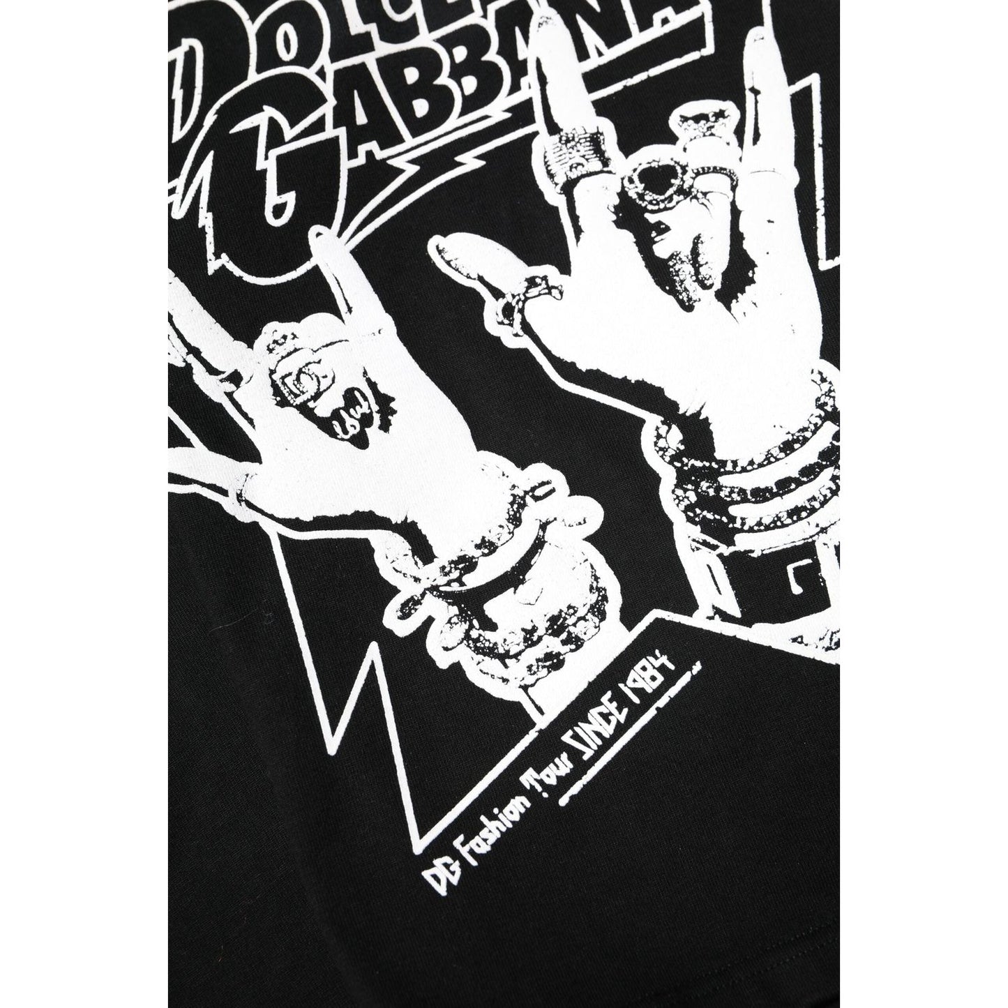 Dolce & Gabbana Black Cotton Printed Short Sleeves T-shirt THS90413-50